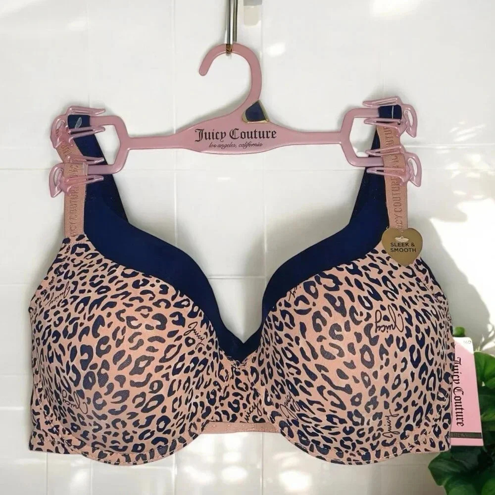 Juicy Couture  Sexy Push-Up Leopard Print & Solid Black Bra Set size 38D - Picture 3 of 8
